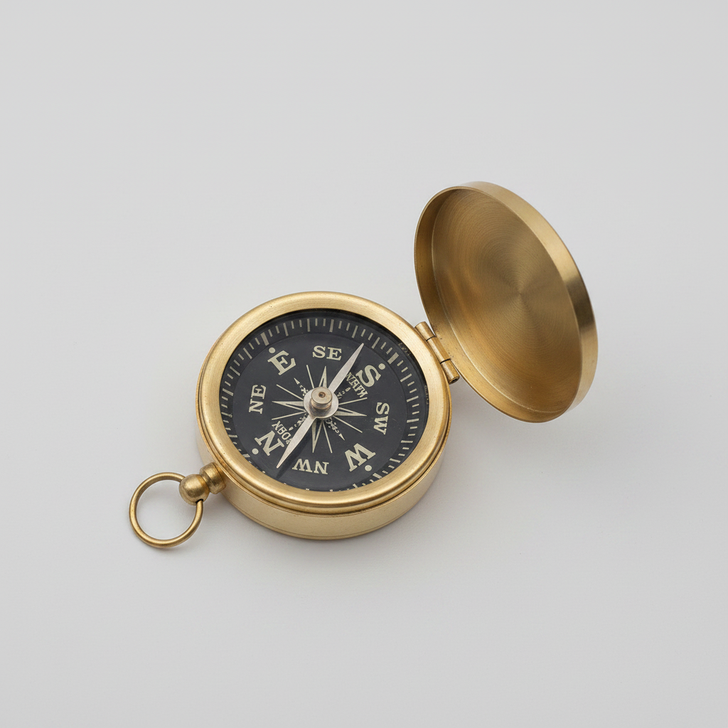 Brass compass in a box