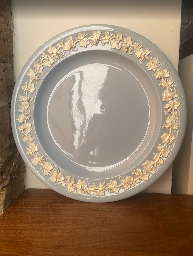 Blue and white charger plate