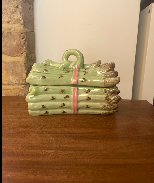 Glazed ceramic aspargus dish