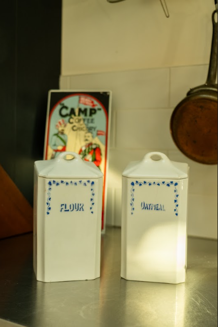 Ceramic 'Flour' and 'Oatmeal' jars