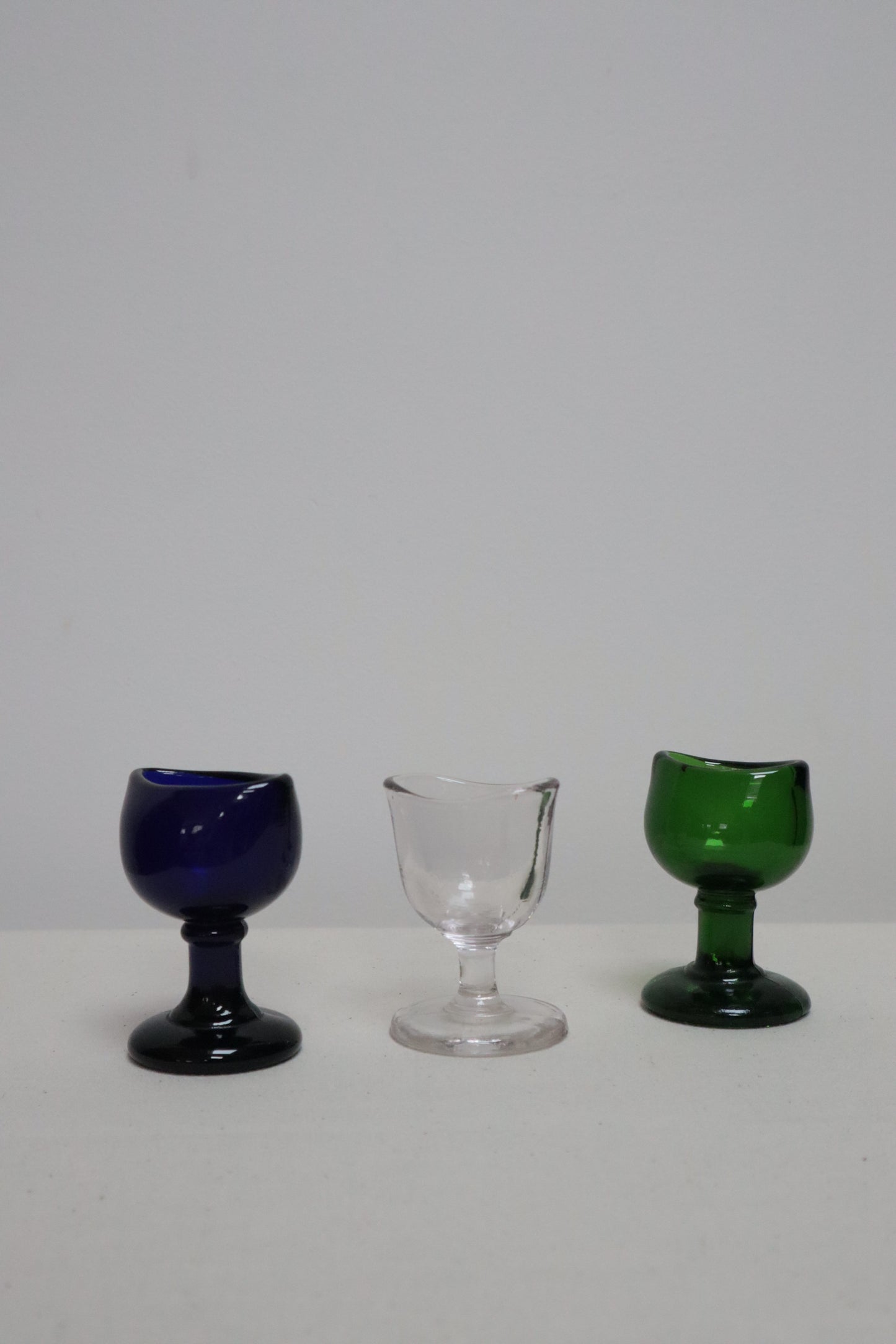 Set of three coloured glasses