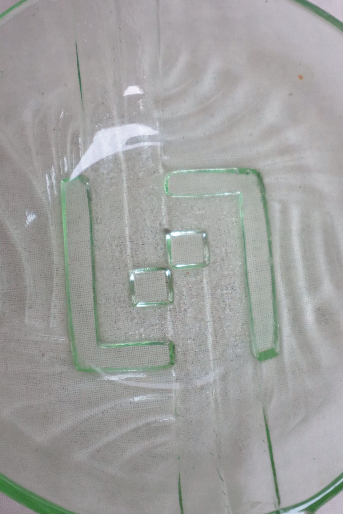 Vintage Green Vaseline/Uranium Glass Bowls x3 PC -Art Deco Stolle Niemen Styling