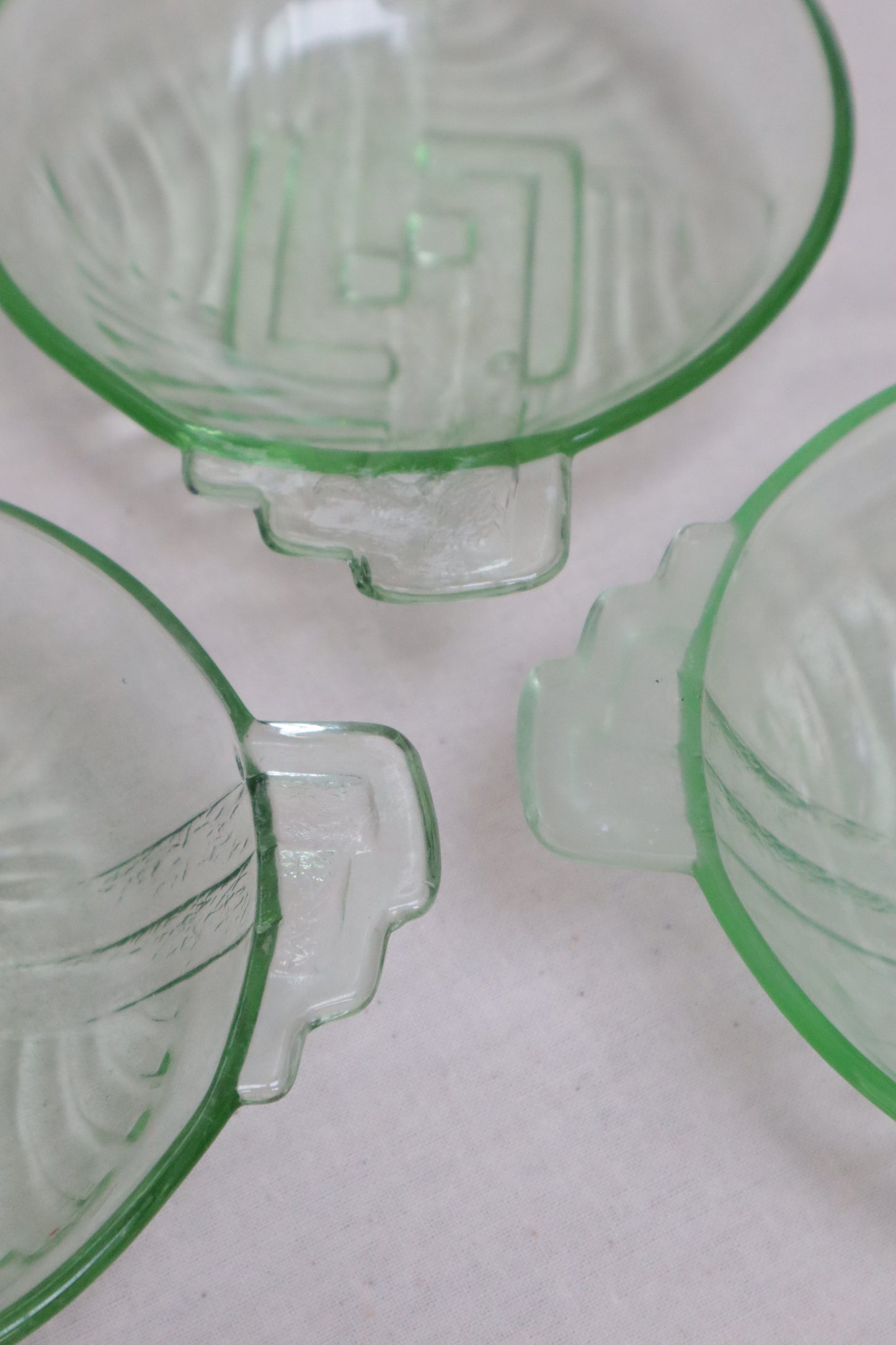 Green glass bowls