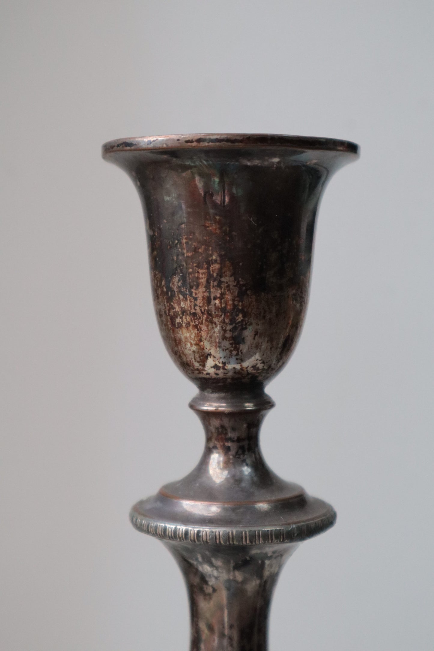 Silvered candlestick