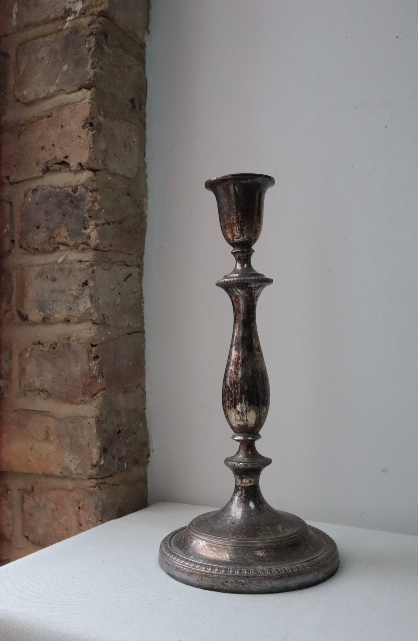 Silvered candlestick