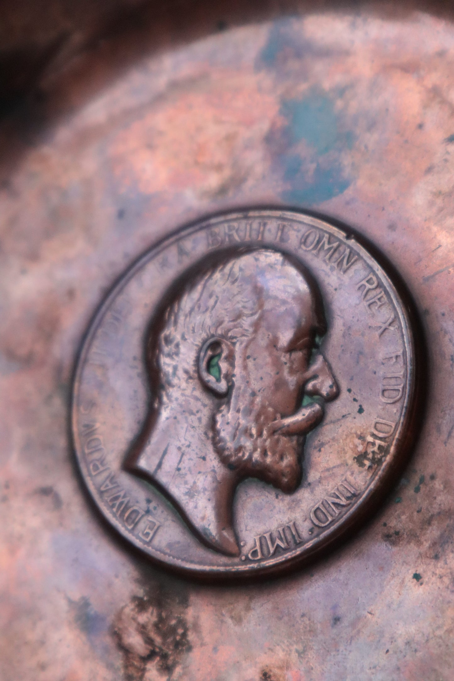 Copper dish with King's face