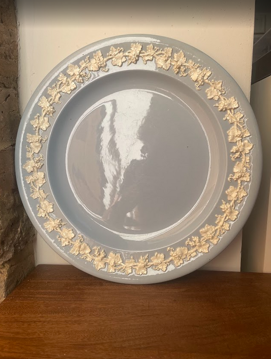 Blue and white charger plate