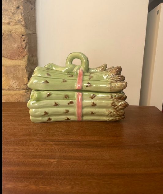Glazed ceramic aspargus dish